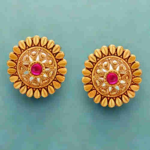 22Kt Gold Stud Earrings With Hallmarked
