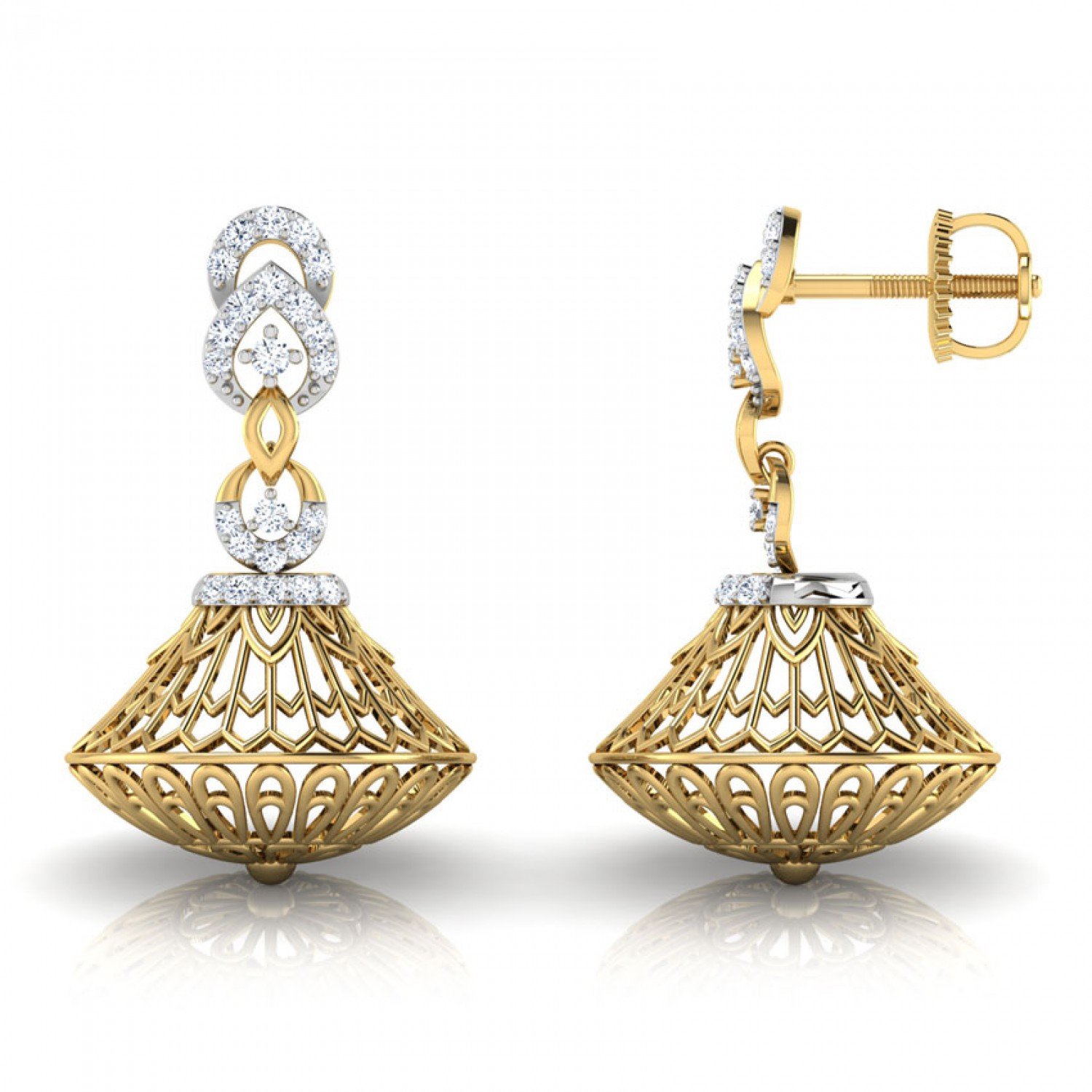 Moonlit Flare Diamond Jhumkas