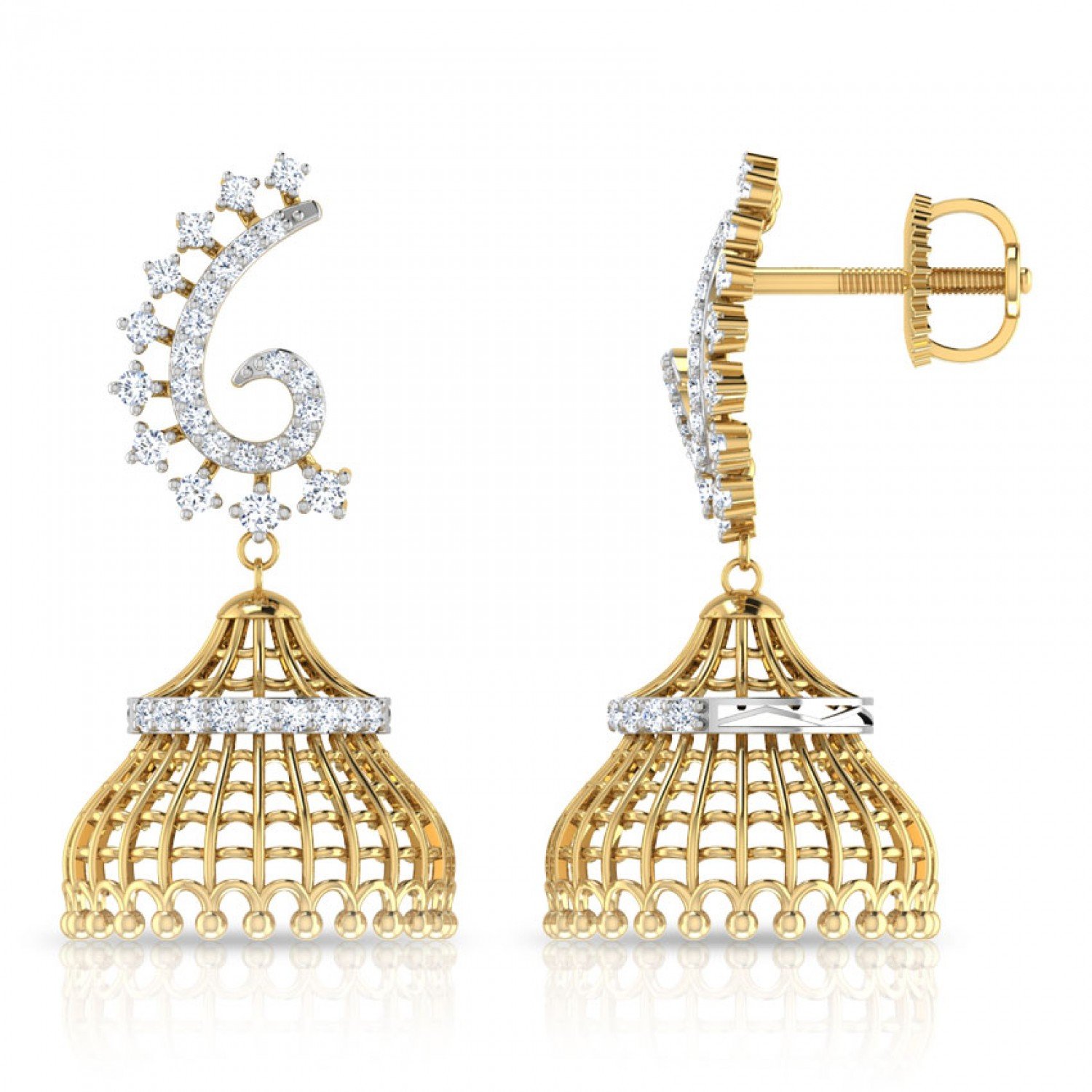Glitz Bead Diamond Jhumkas