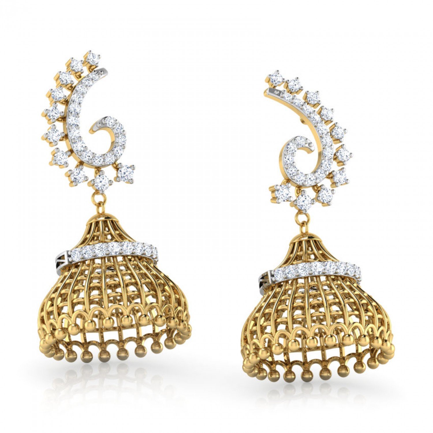 Glitz Bead Diamond Jhumkas