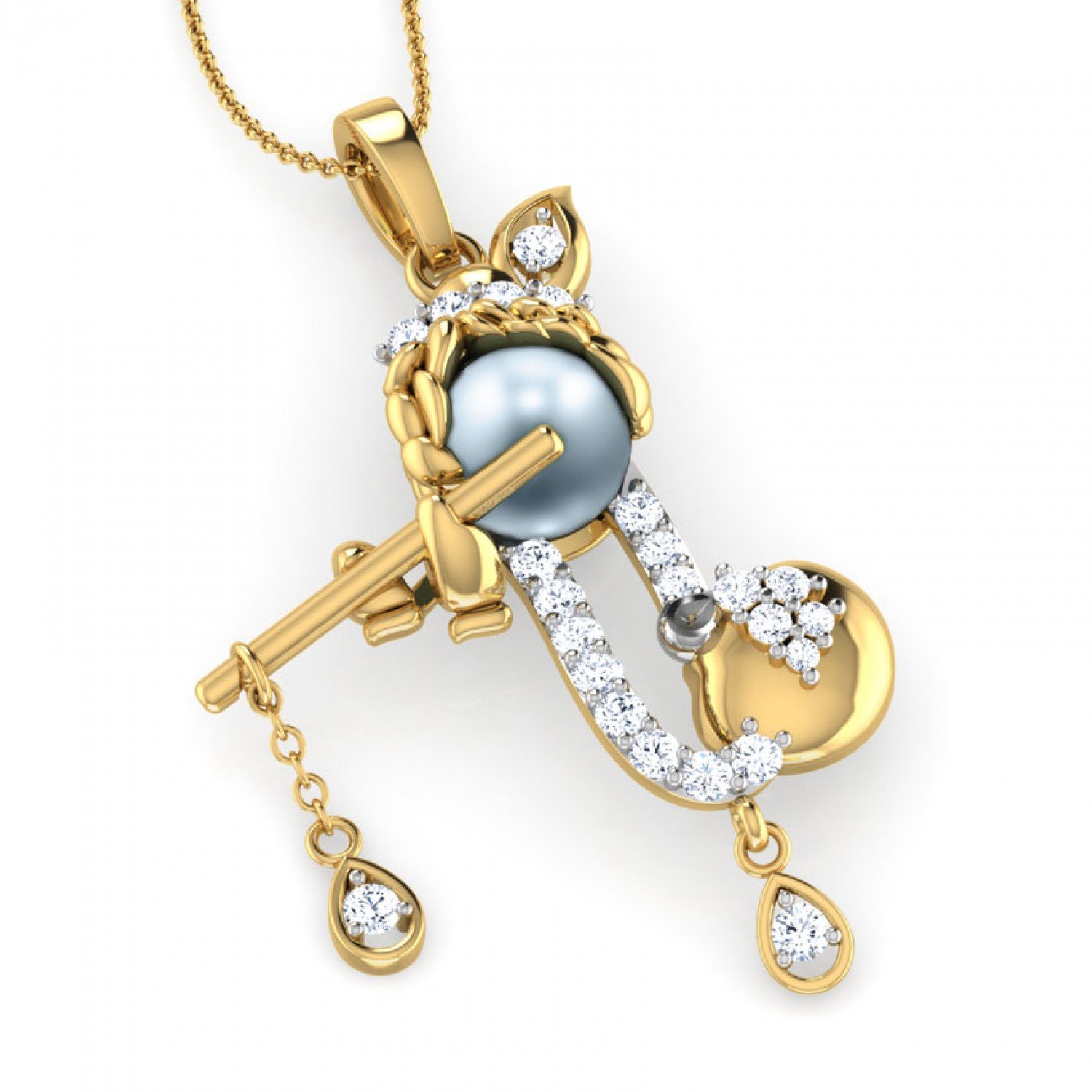 Bal Krishna Flute Diamond Pendant Bal Krishna Flute Diamond Pendant
