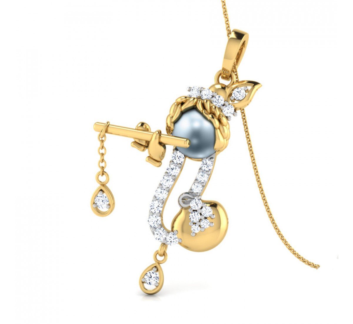 Bal Krishna Flute Diamond Pendant