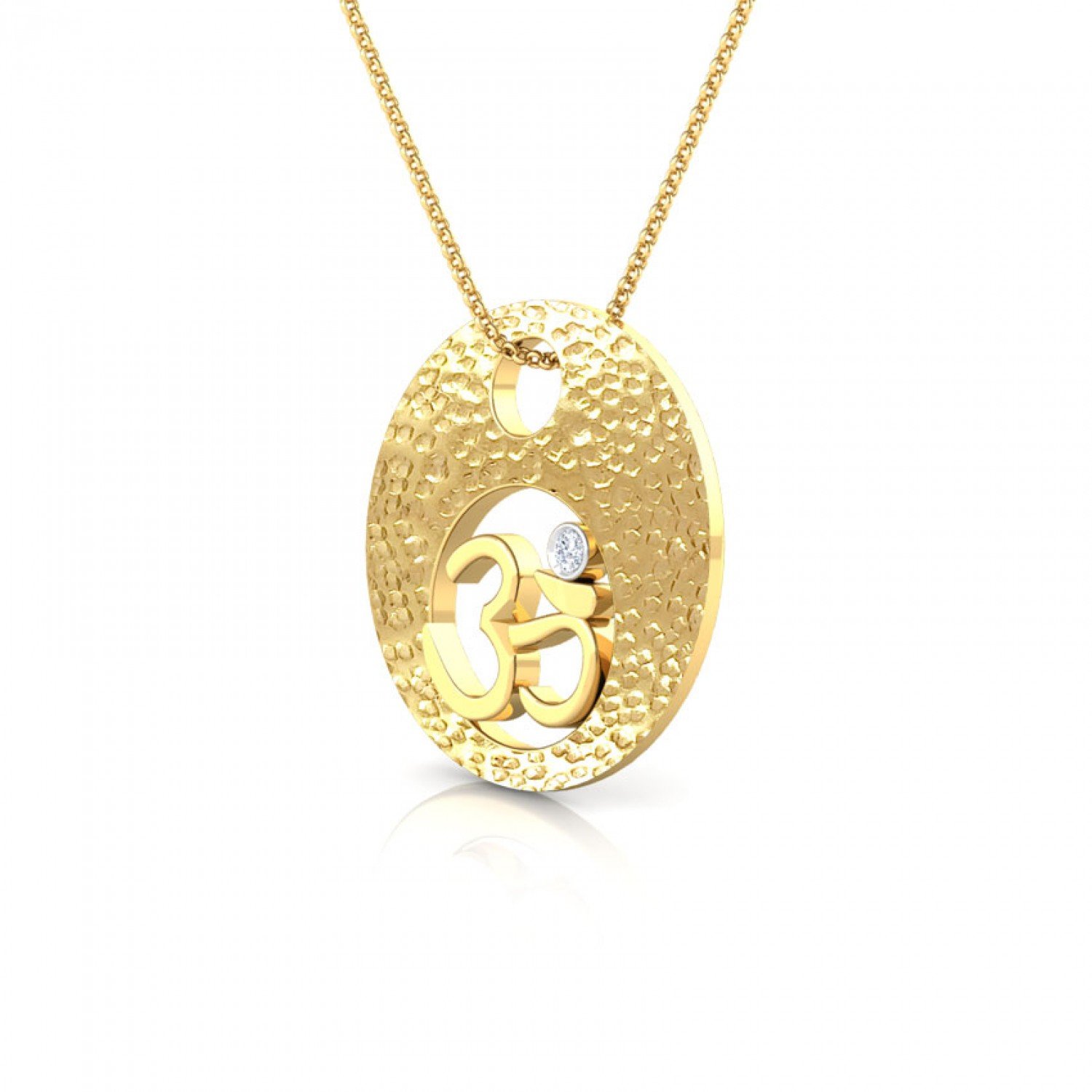 Beaver Om Moon Diamond Pendant