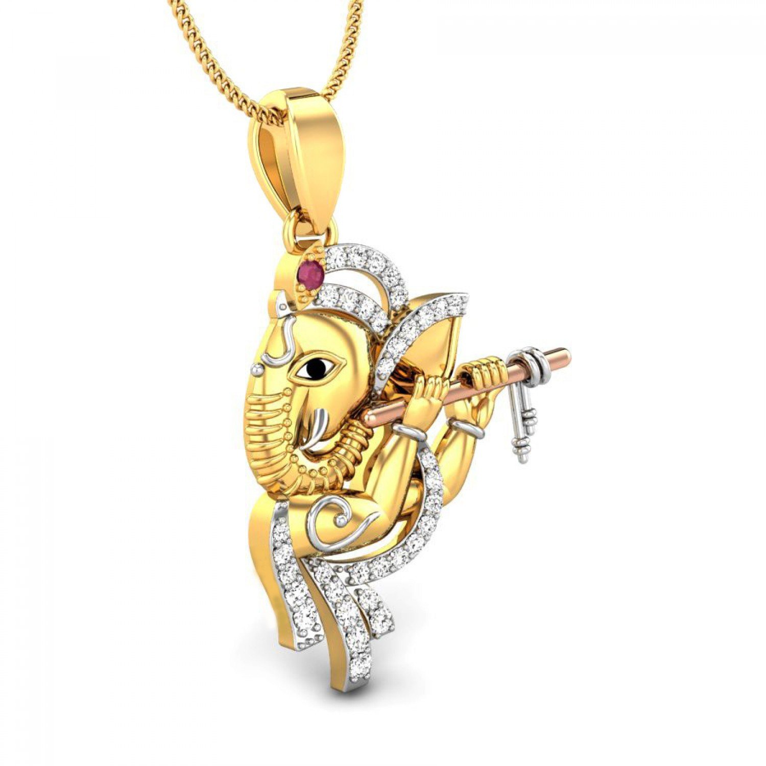 Ganesha Flute Diamond Pendant Ganesha Flute Diamond Pendant