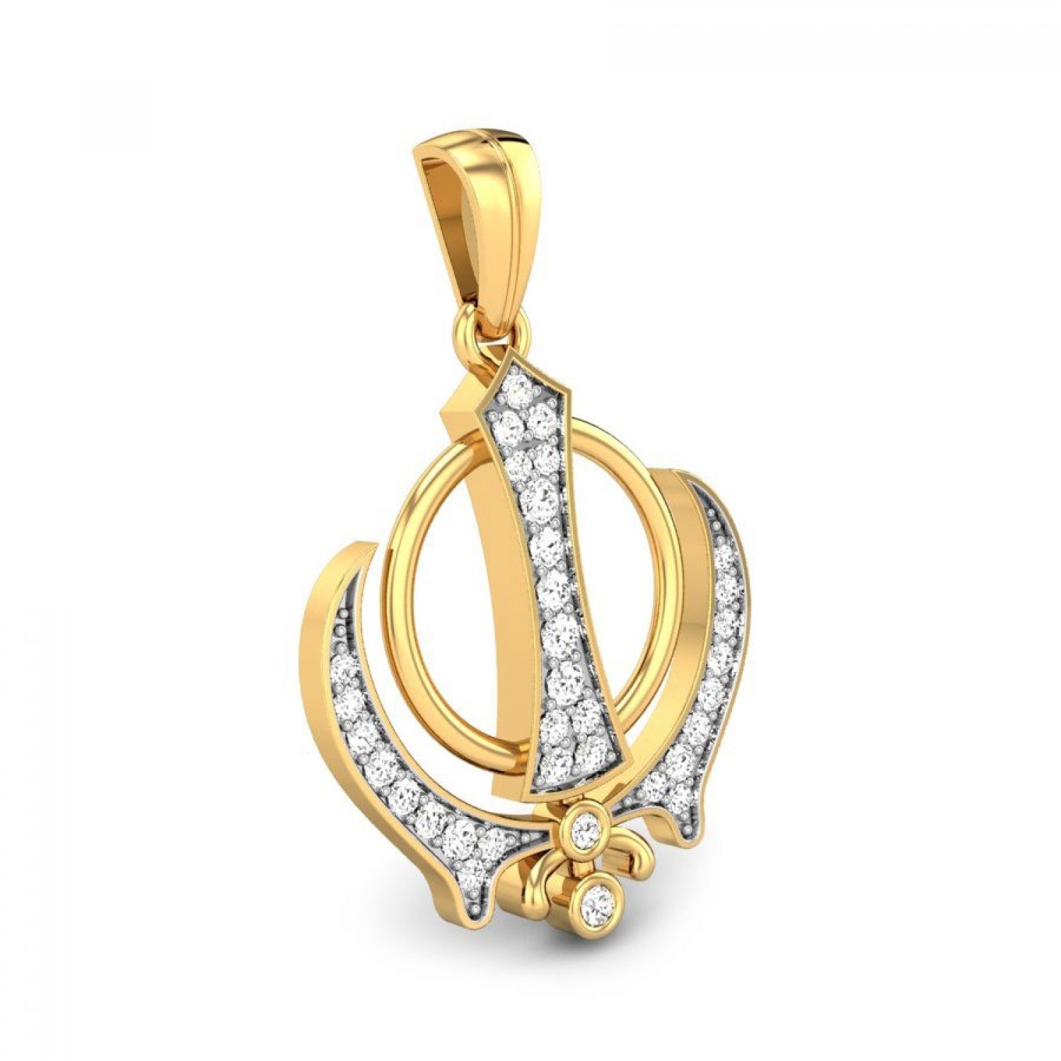 Shikh Symbol Khanda Diamond Pendant