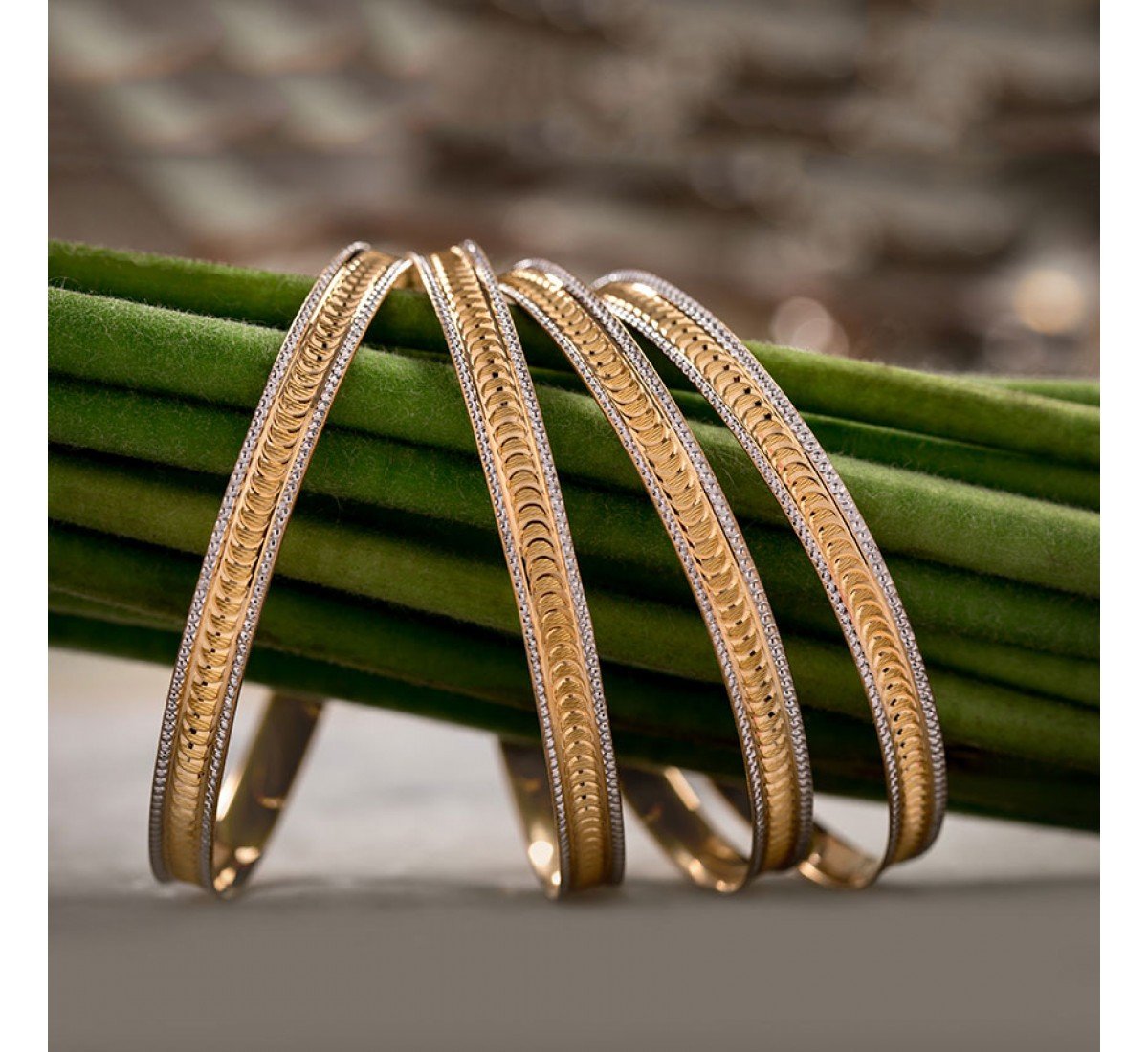 Enigmatic Charm Gold Bangles