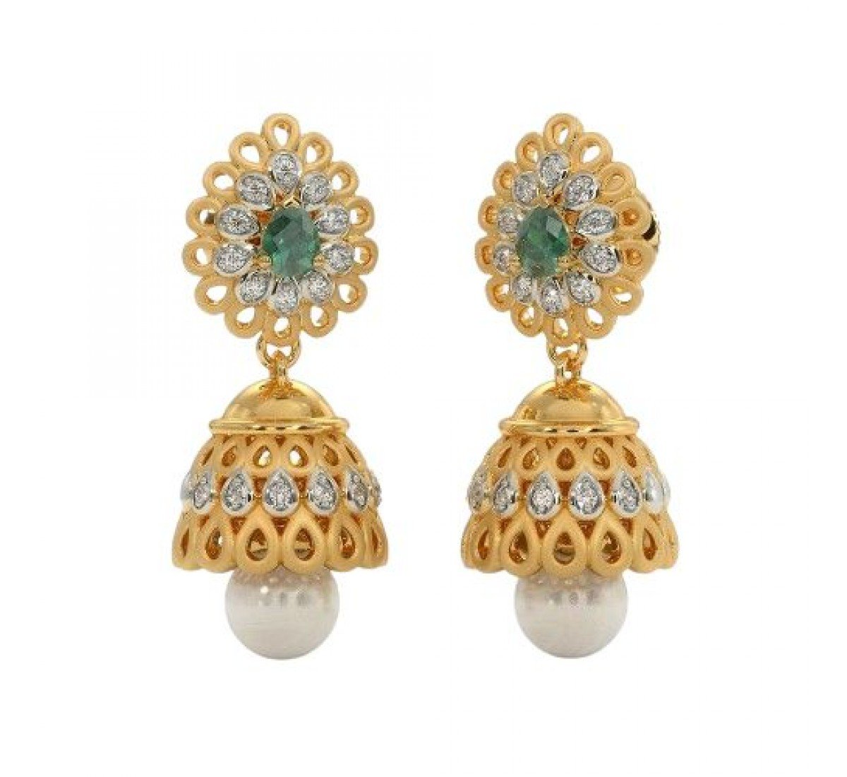 Dawn Pashmina Diamond Jhumkas