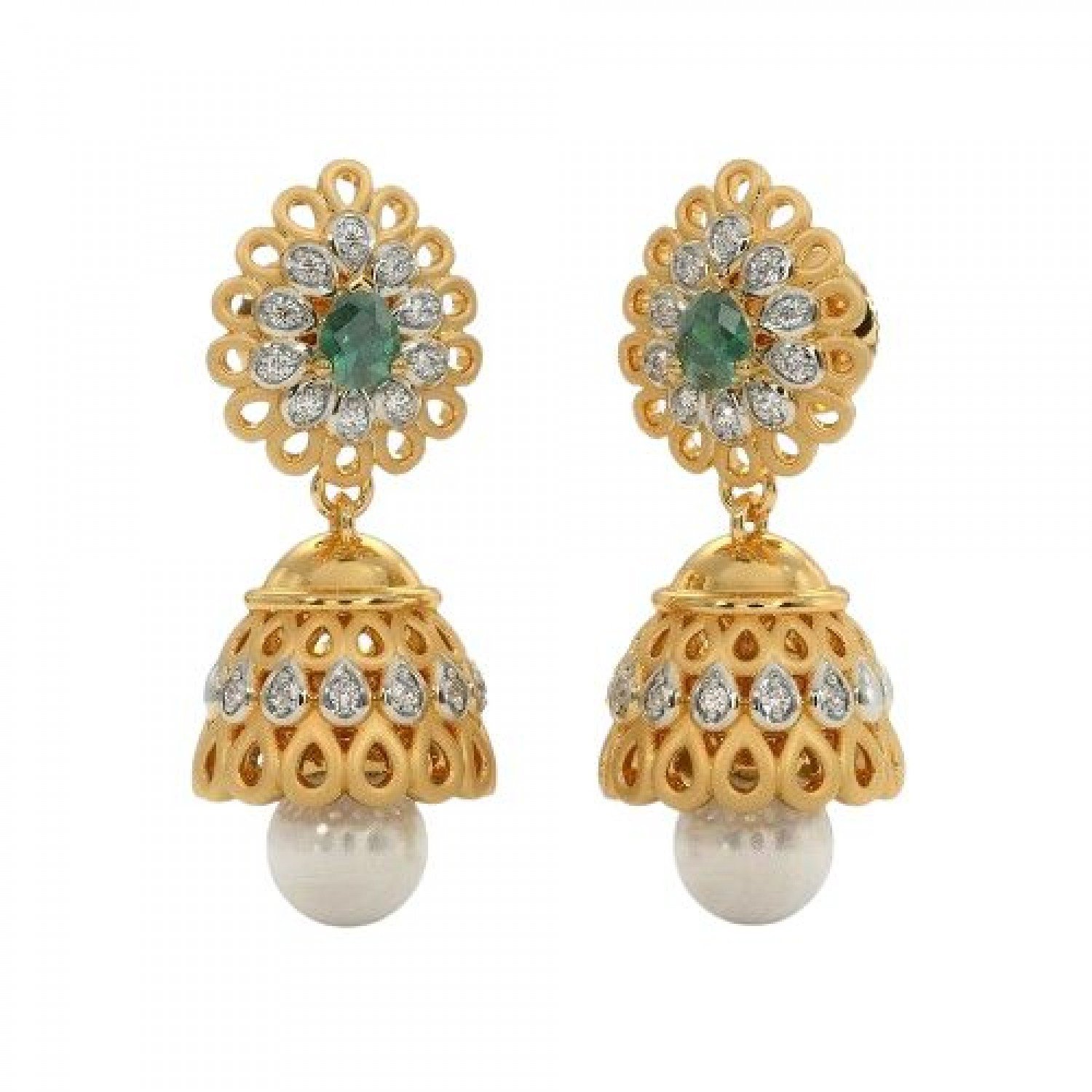Dawn Pashmina Diamond Jhumkas