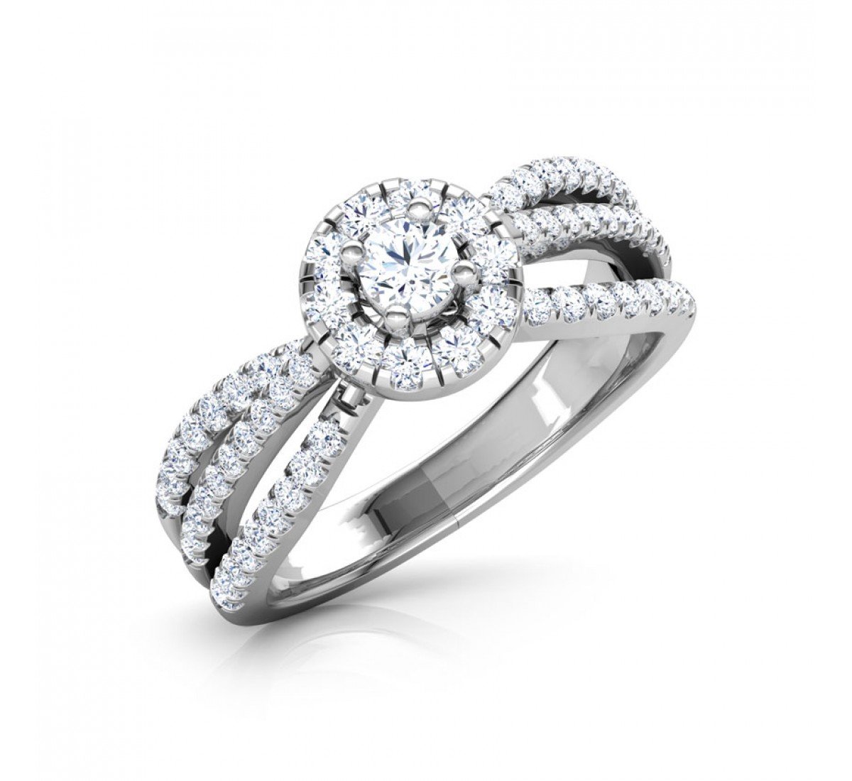 Foliate Spiral Solitaire Diamond Ring