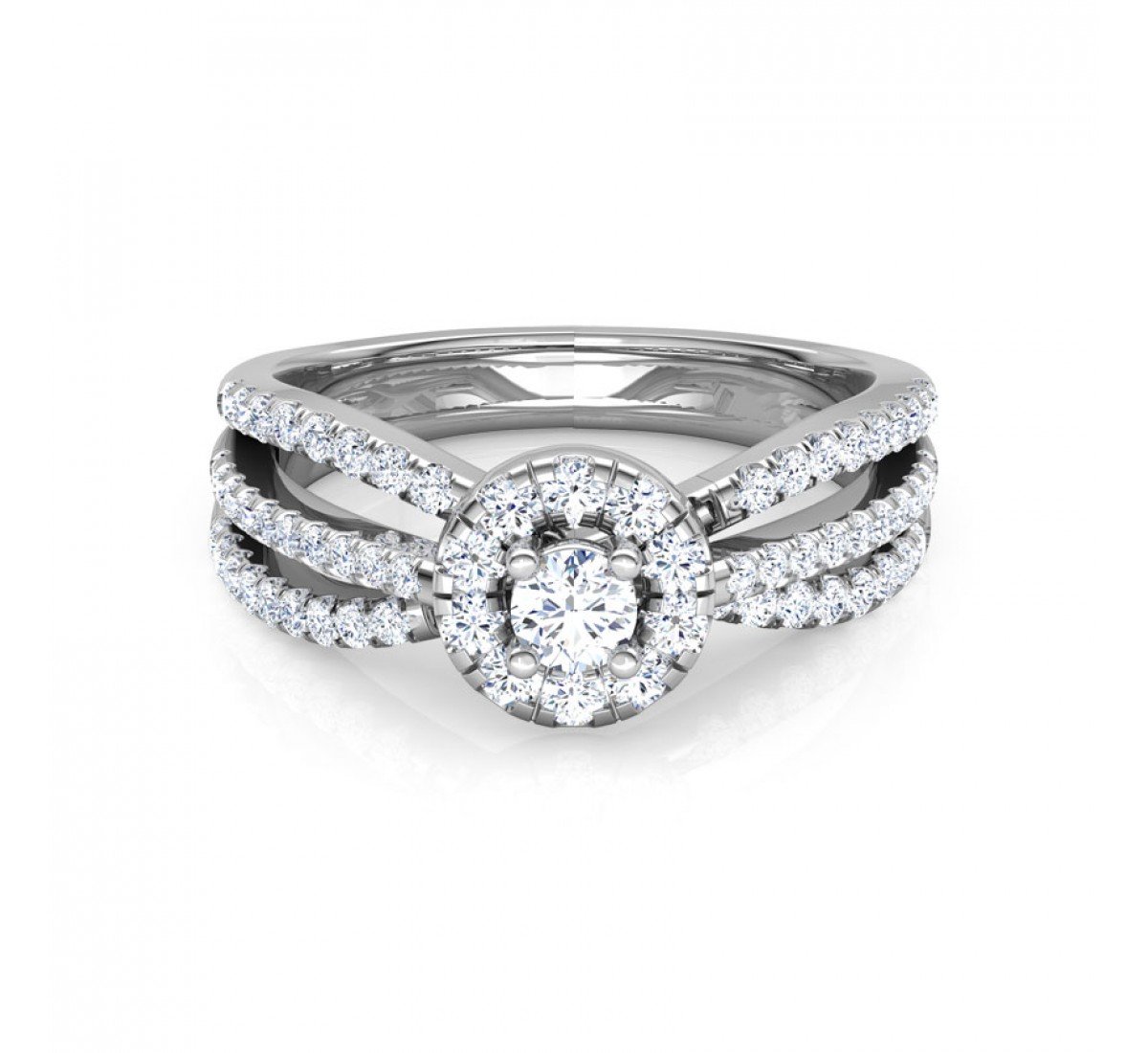 Foliate Spiral Solitaire Diamond Ring