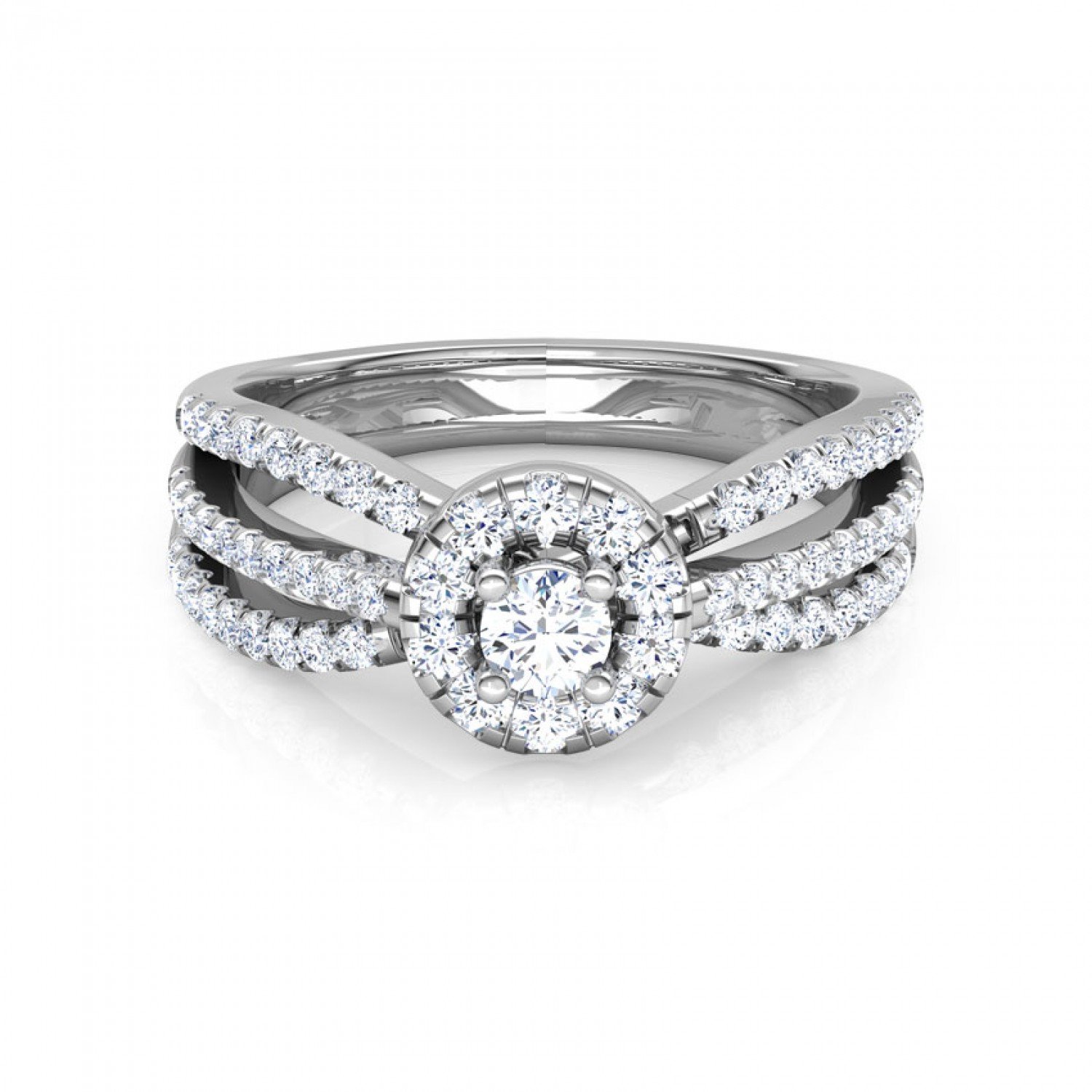 Foliate Spiral Solitaire Diamond Ring