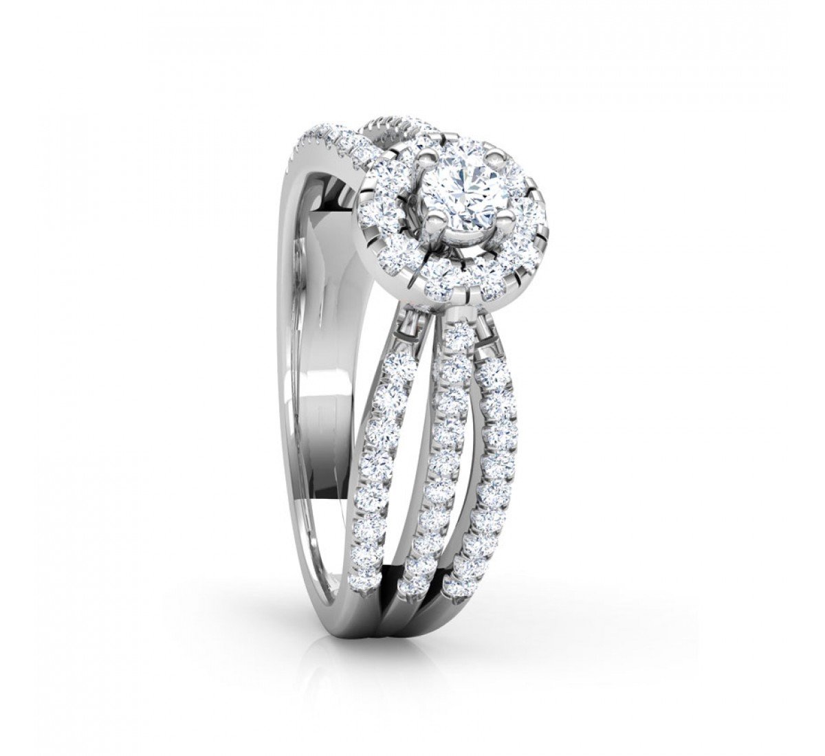 Foliate Spiral Solitaire Diamond Ring
