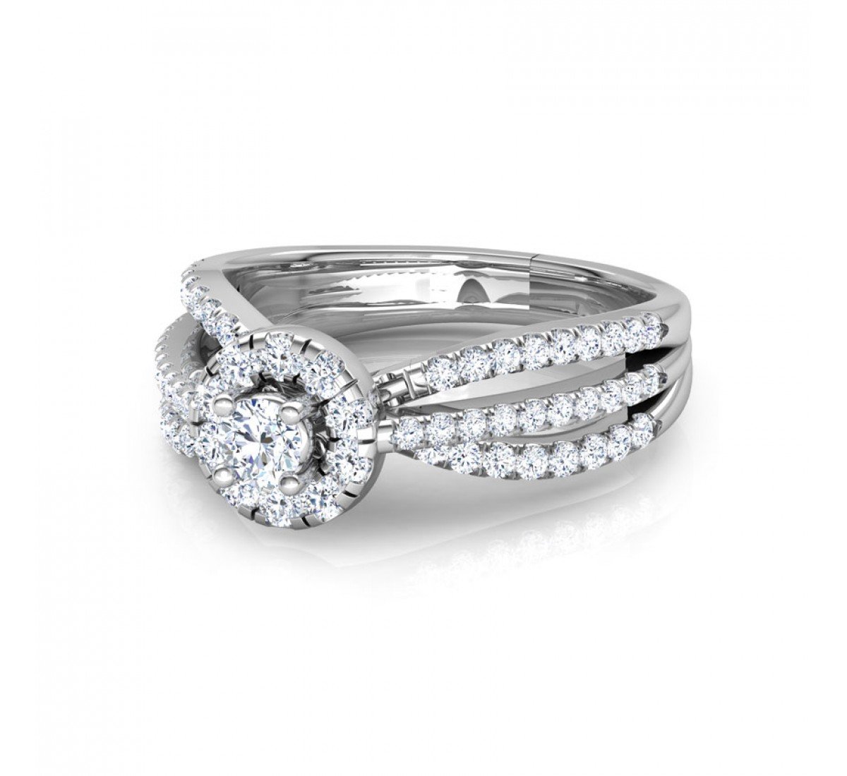 Foliate Spiral Solitaire Diamond Ring