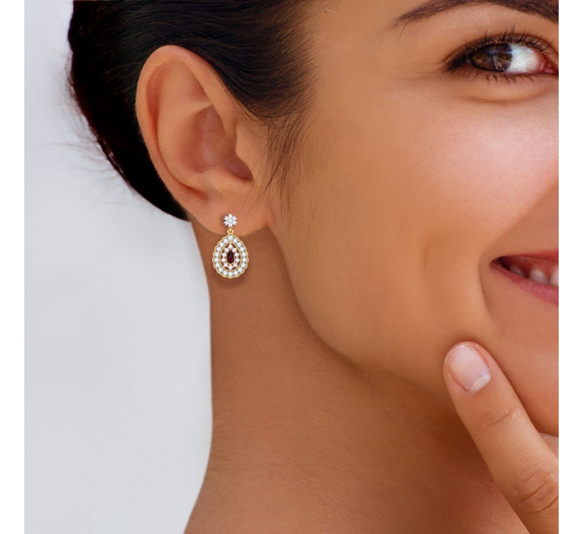 Greenish Cradle Diamond Earrings