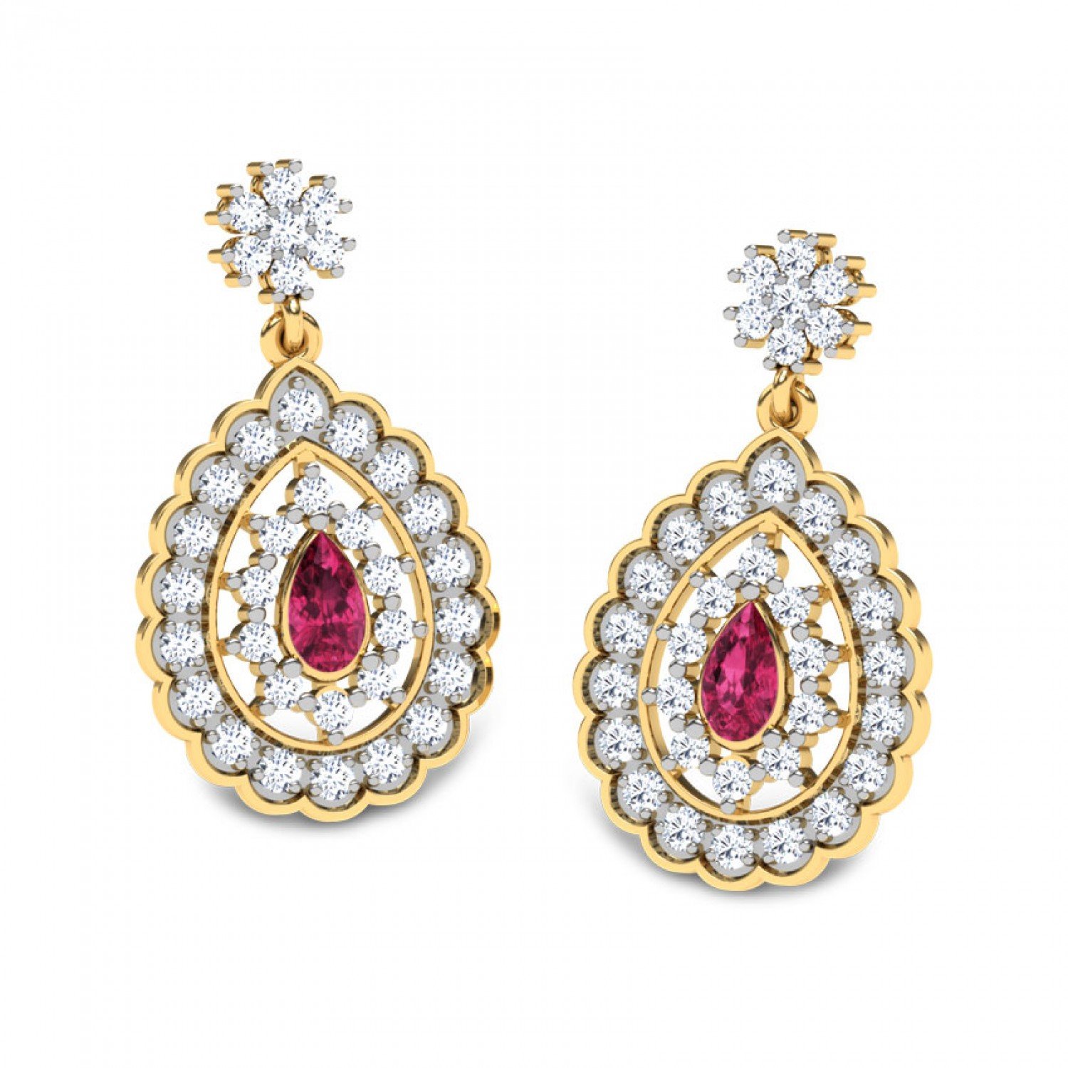 Greenish Cradle Diamond Earrings