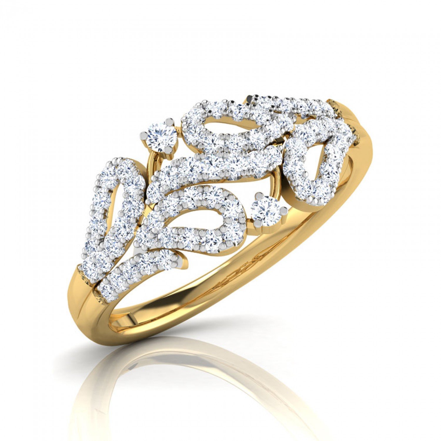 Whimsical Leaflet Diamond Band