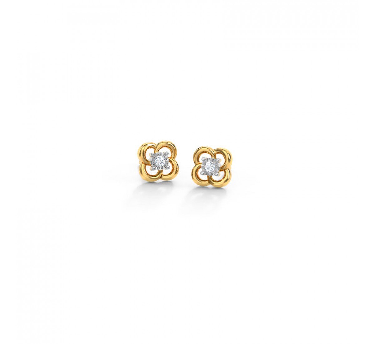 Stripes Plate Diamond Stud Earrings
