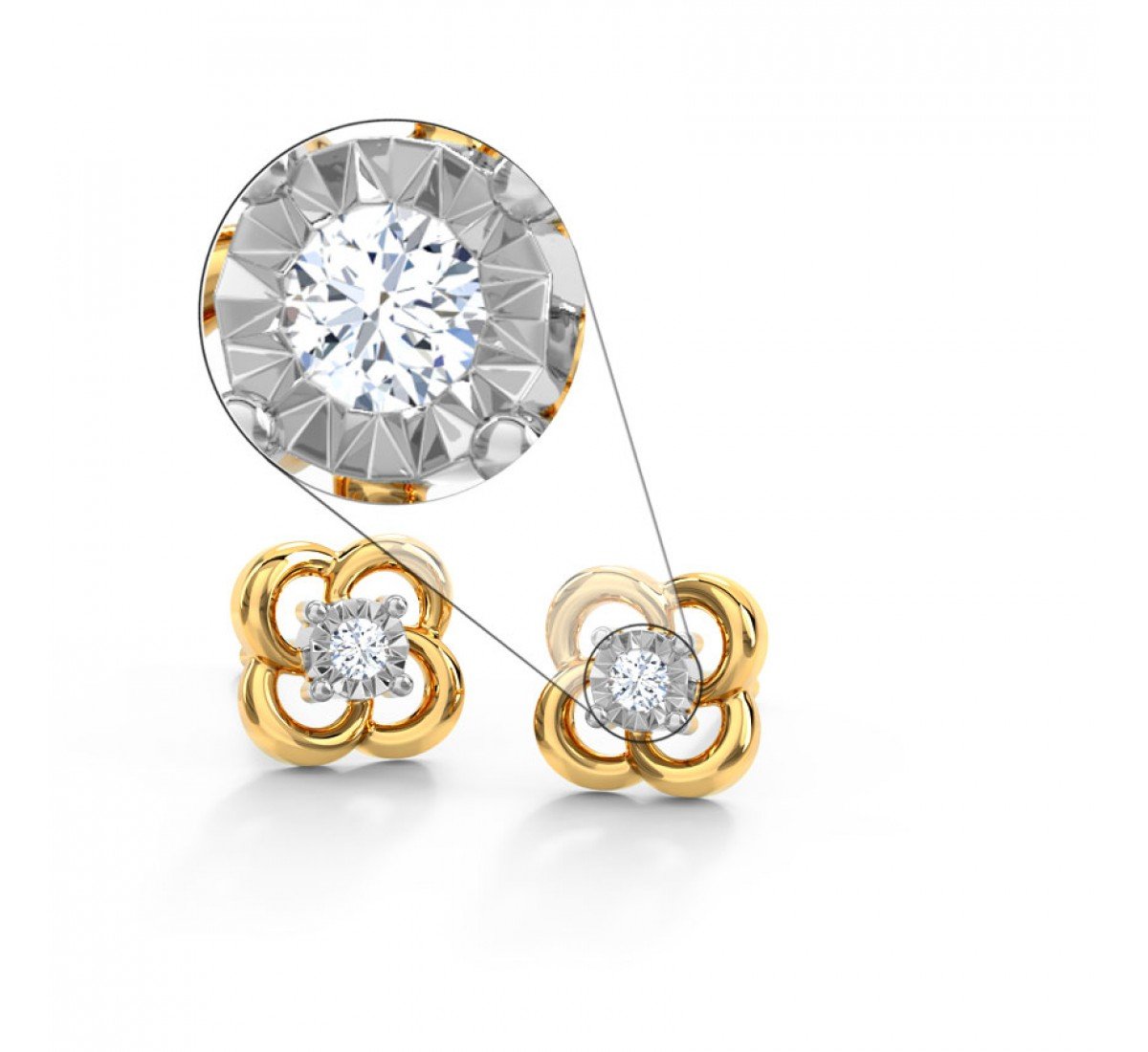 Stripes Plate Diamond Stud Earrings