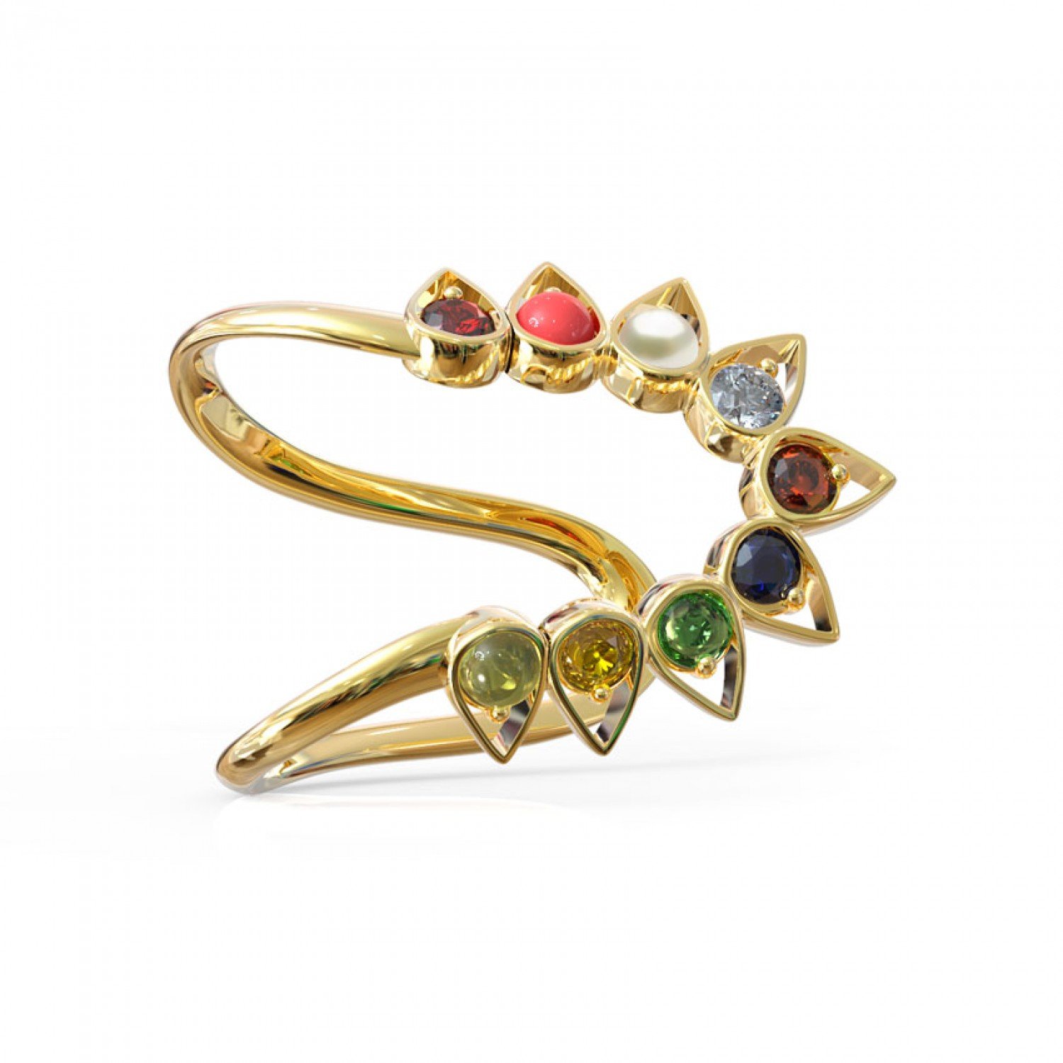 V shaped Navratna Diamond Ring V shaped Navratna Diamond Ring