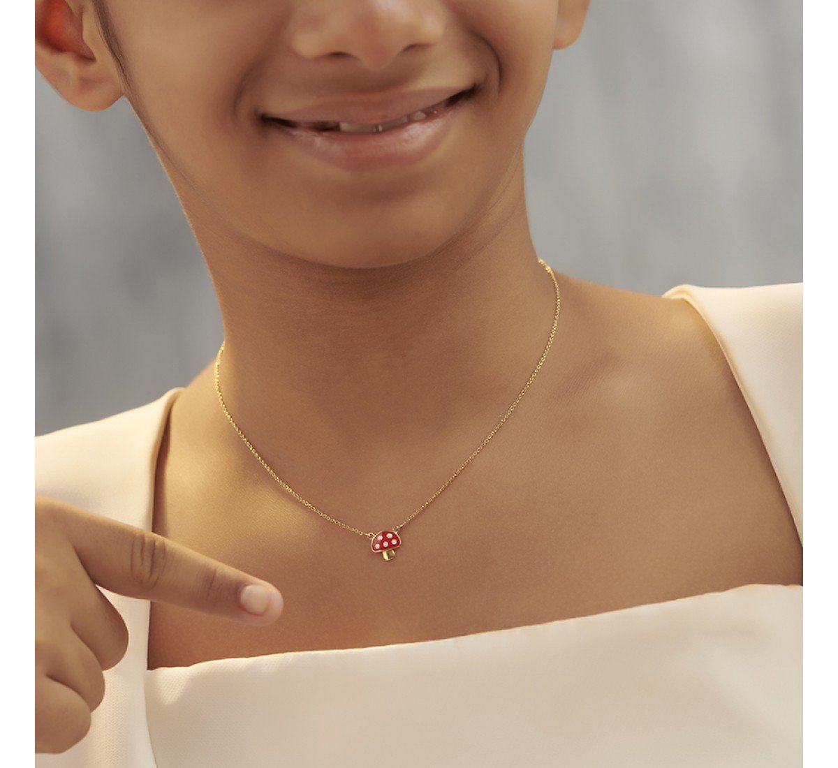 Gold Mushroom Necklace for Kids