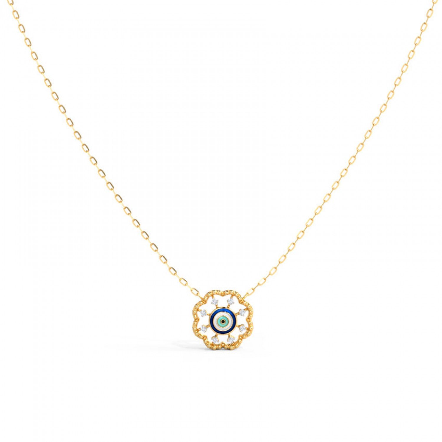 Floral Evil Eye Diamond Necklace