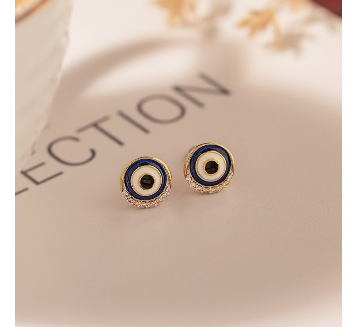 Rachel Evil Eye Diamond Stud Earrings