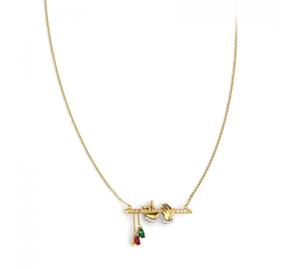 Gemstone Krishna Bansuri Necklace