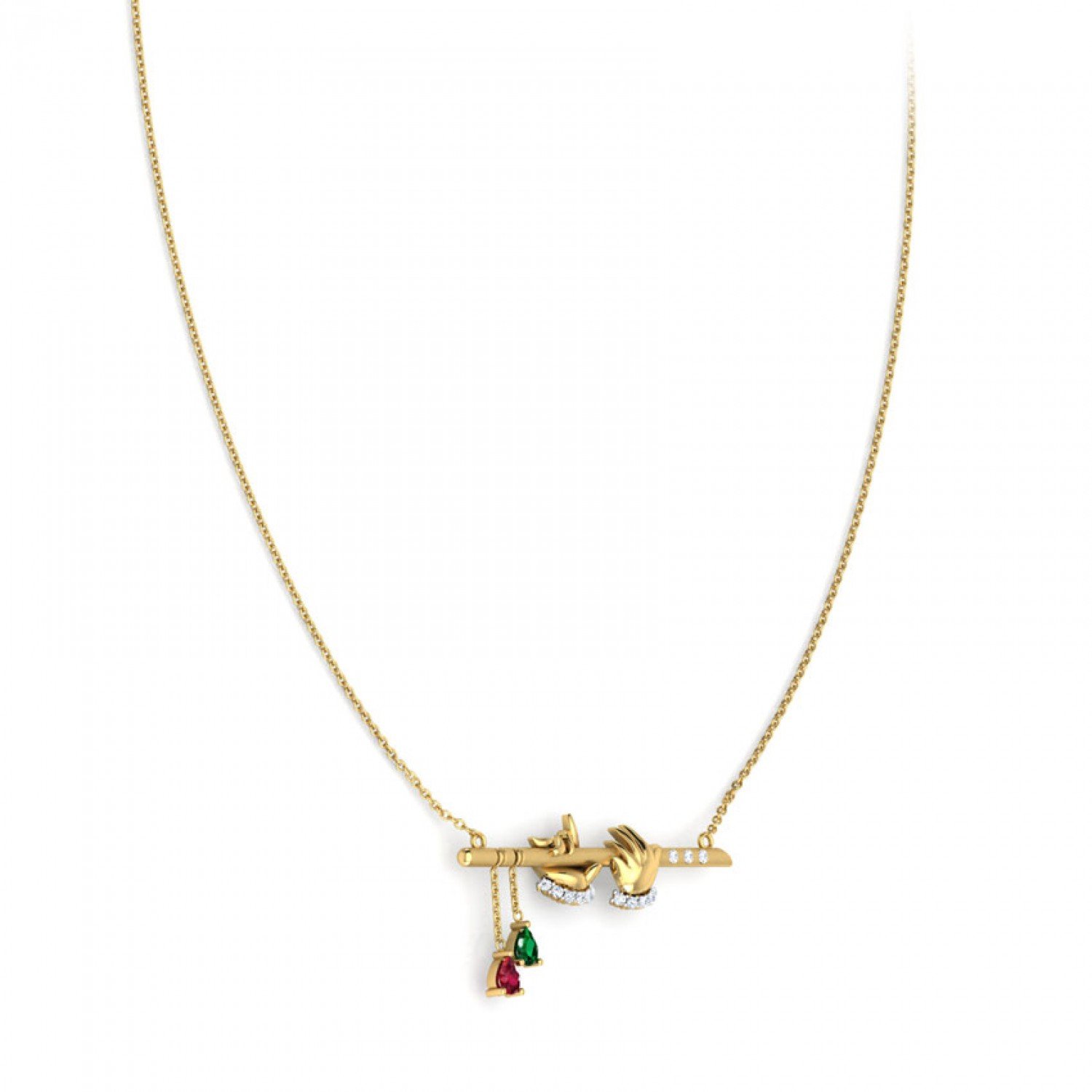 Gemstone Krishna Bansuri Necklace