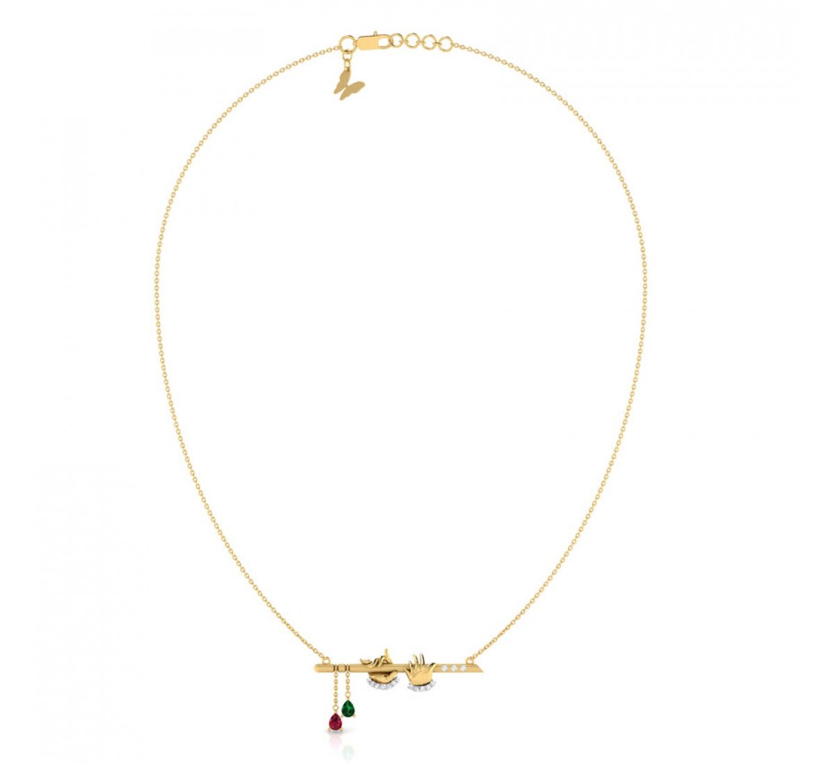 Gemstone Krishna Bansuri Necklace