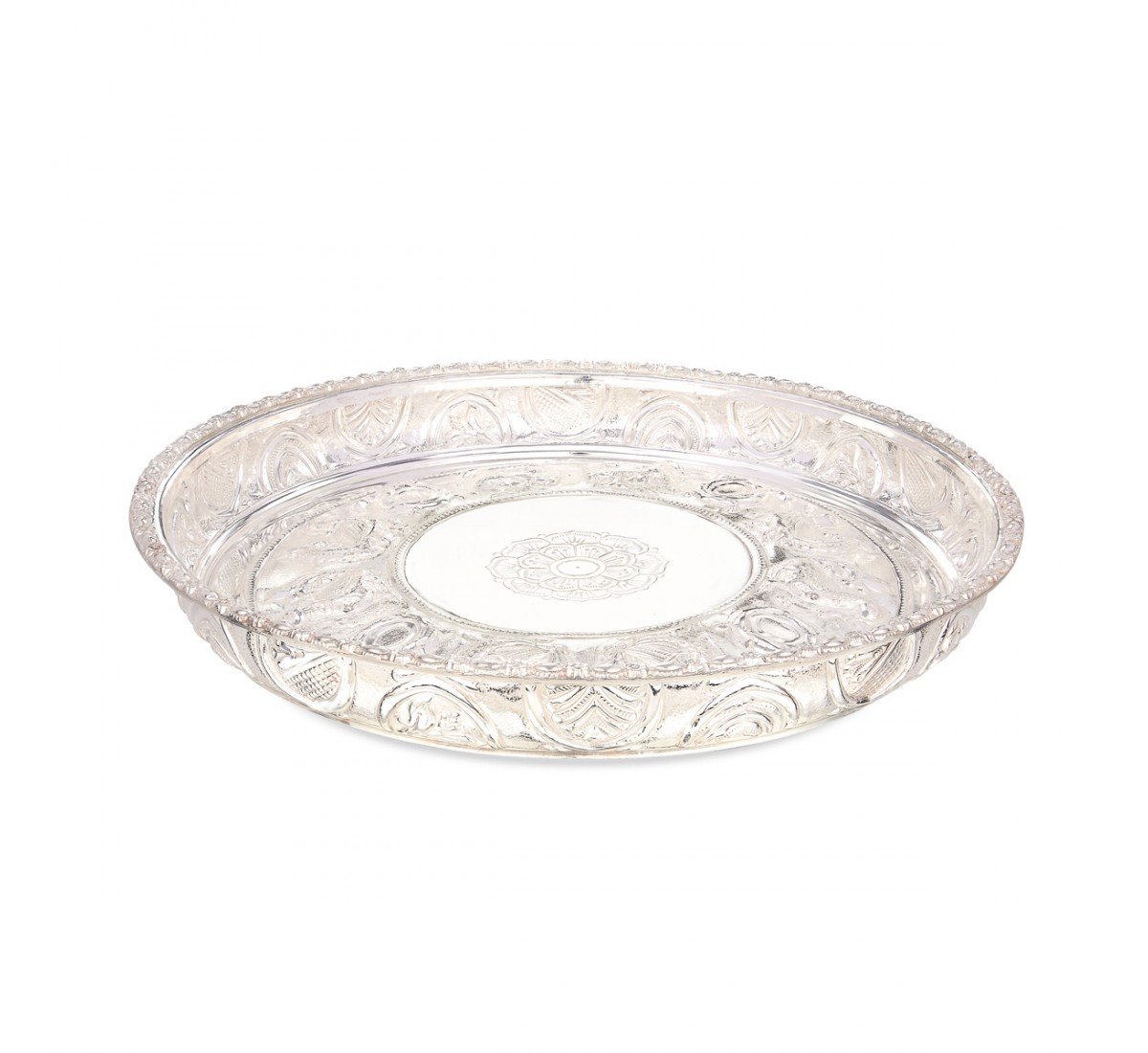 Floral Engraved Silver Plate
