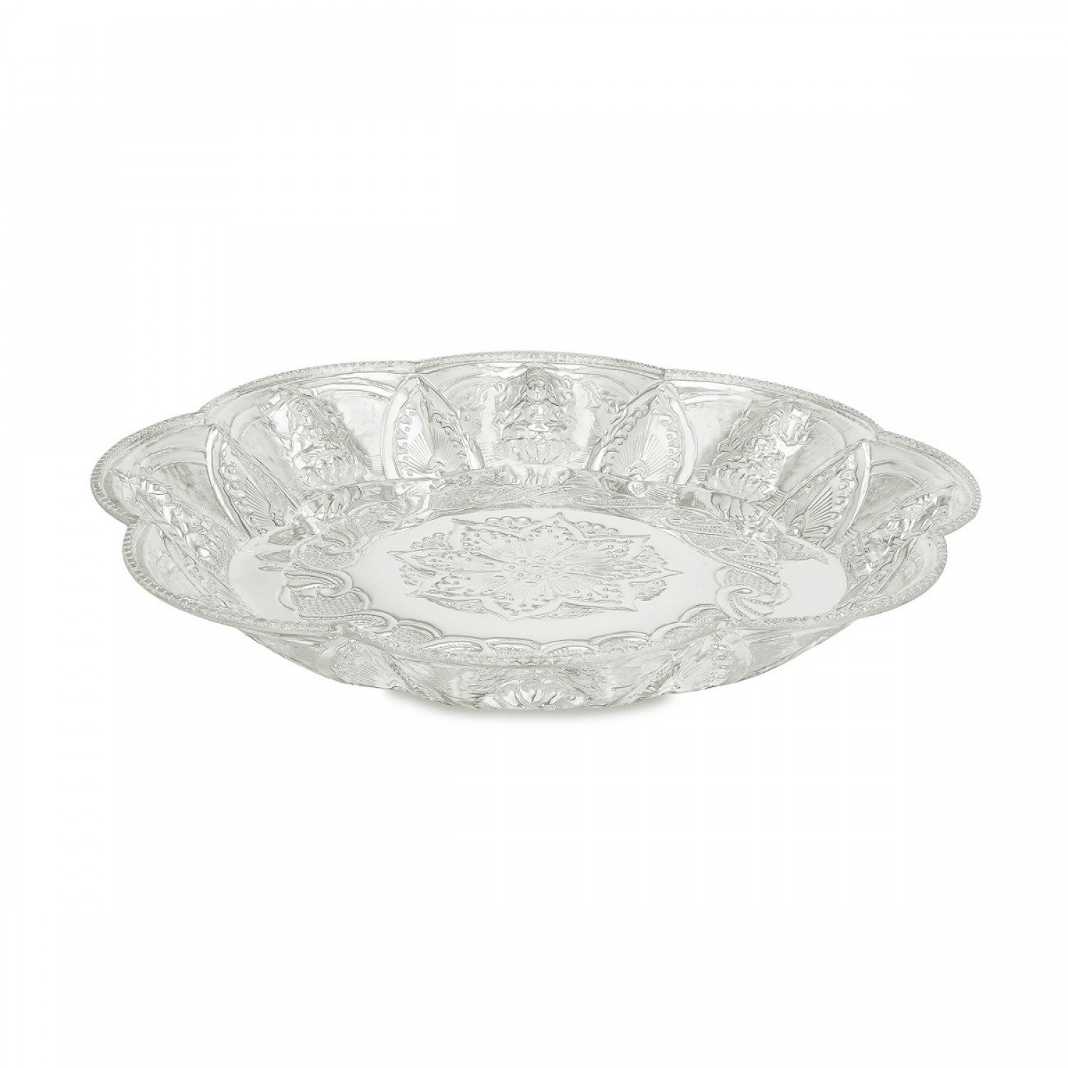 Silver Engraved Lakshmi Plate