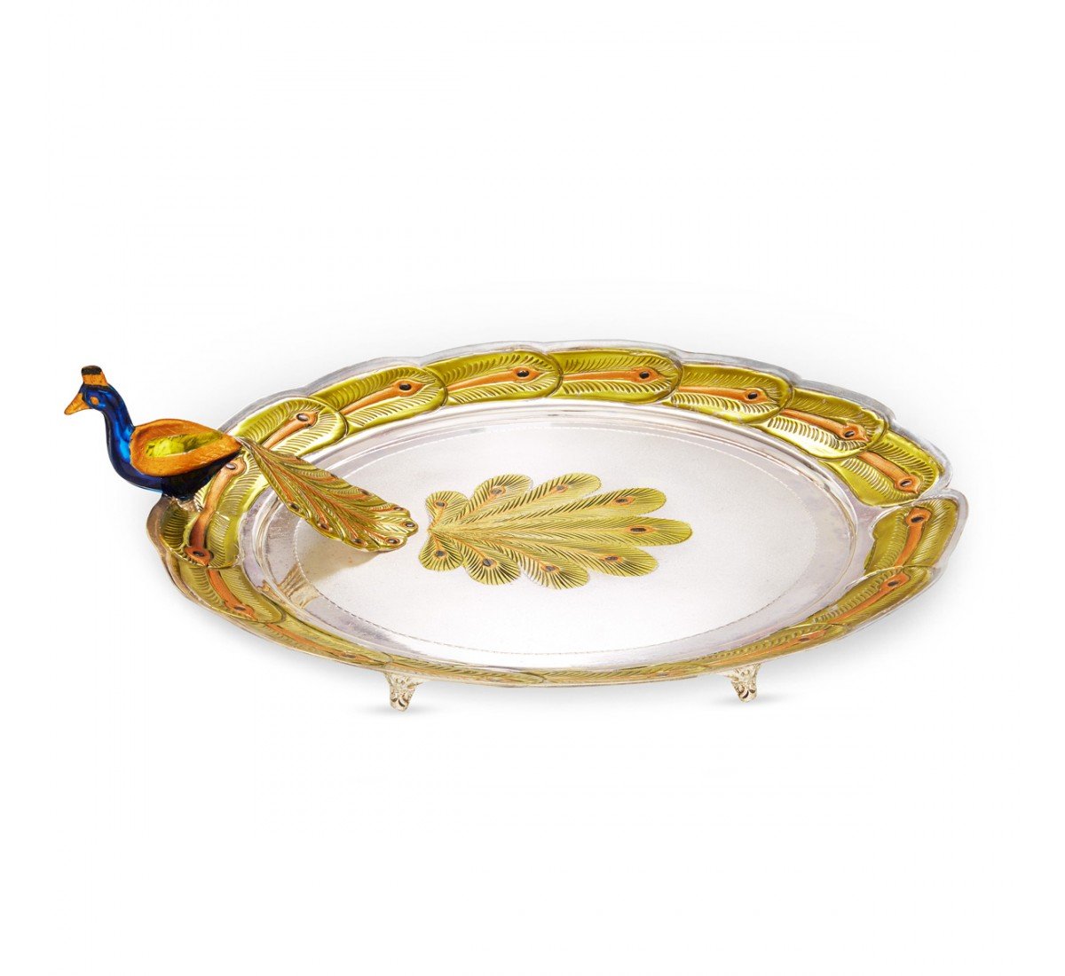 Peacock Plate In Silver