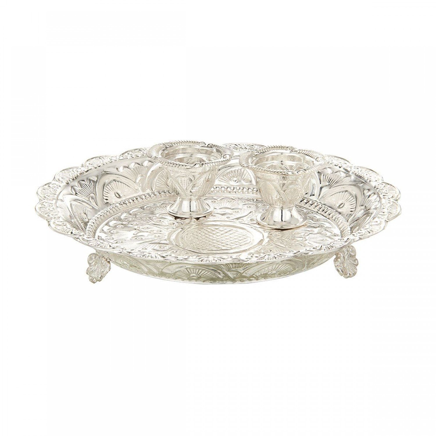 Silver Kumkum Chimil Plate