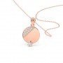 Rose Gold Zircon Studded Disk Pendant With Link Chain