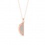 Rose Gold Half Disk Shining Pendant With Link Chain