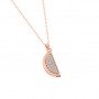 Rose Gold Half Disk Shining Pendant With Link Chain
