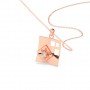 Rose Gold Dual Layer Geometric Pendant With Link Chain