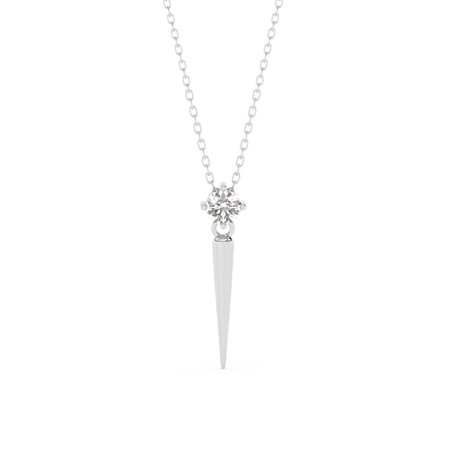 Silver Zircon Solitaire Pendant With Link Chain Silver Zircon Solitaire Pendant With Link Chain