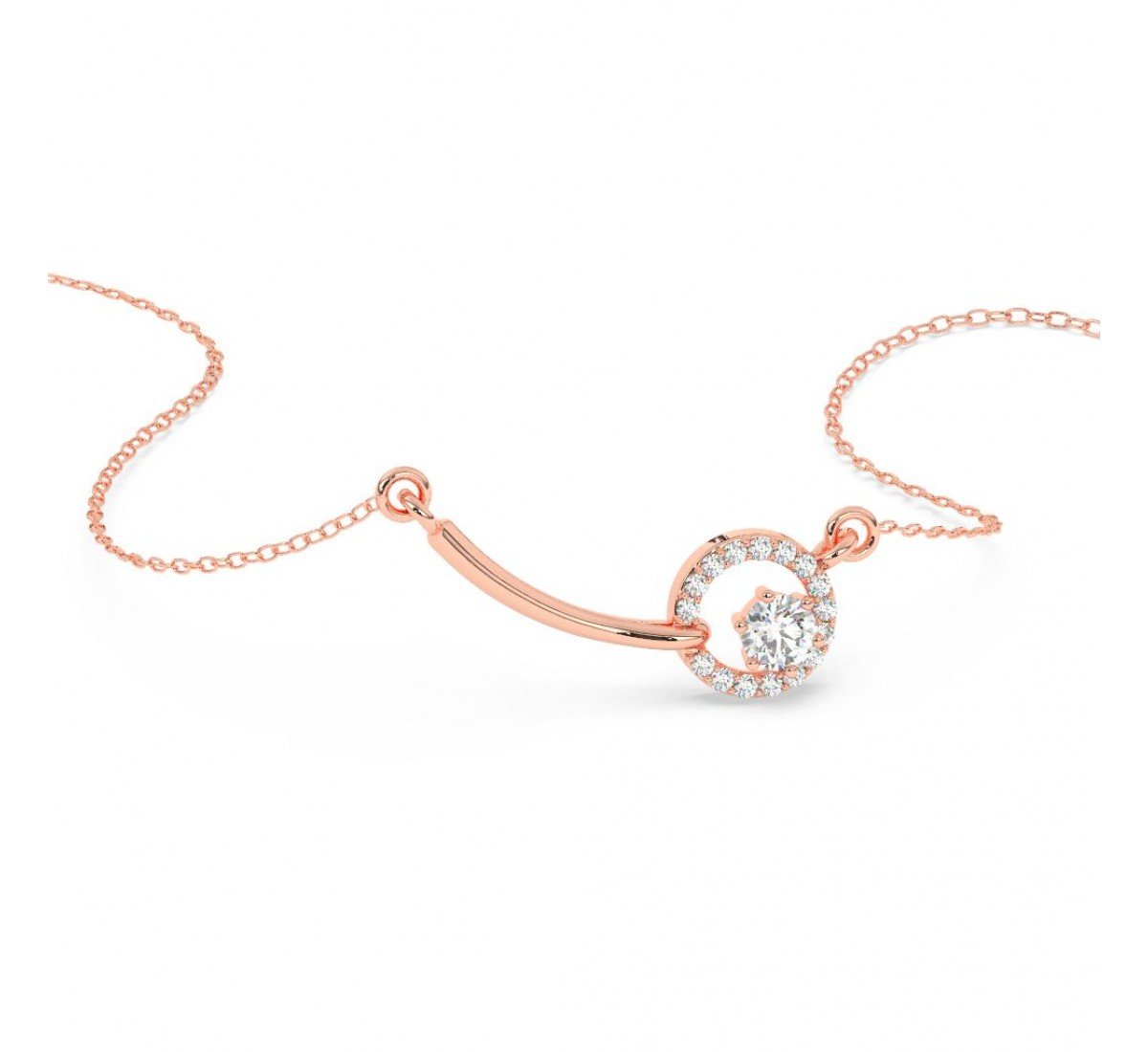 Rose Gold Shining Zircon Studded Necklace