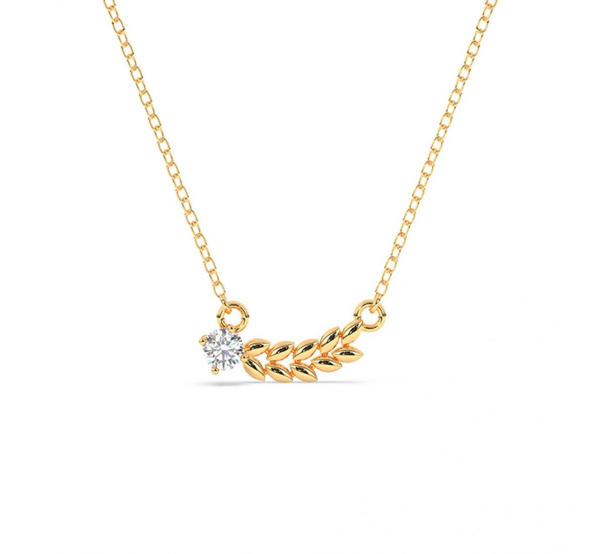 Gold Leaf Solitaire Necklace