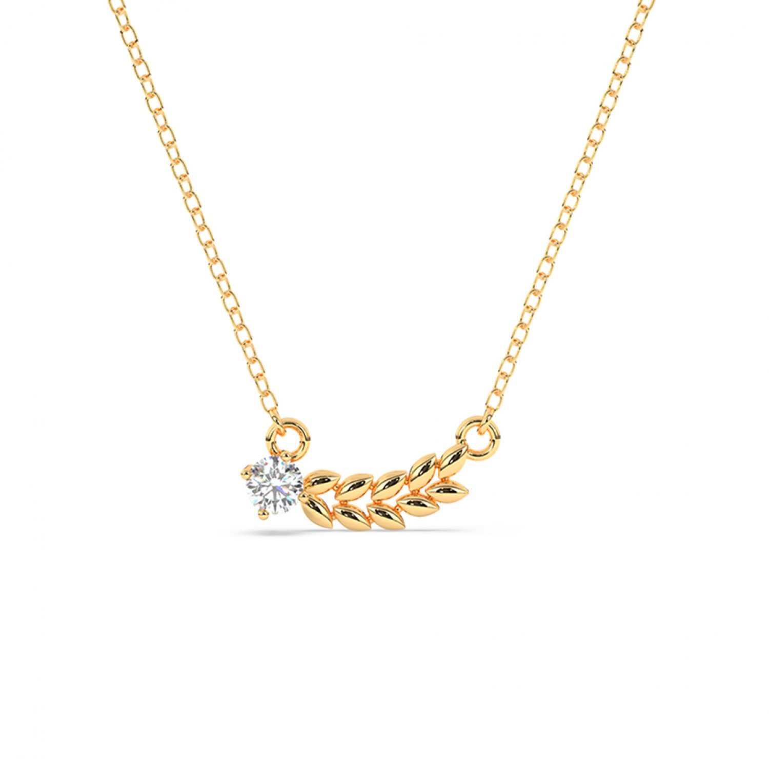Gold Leaf Solitaire Necklace