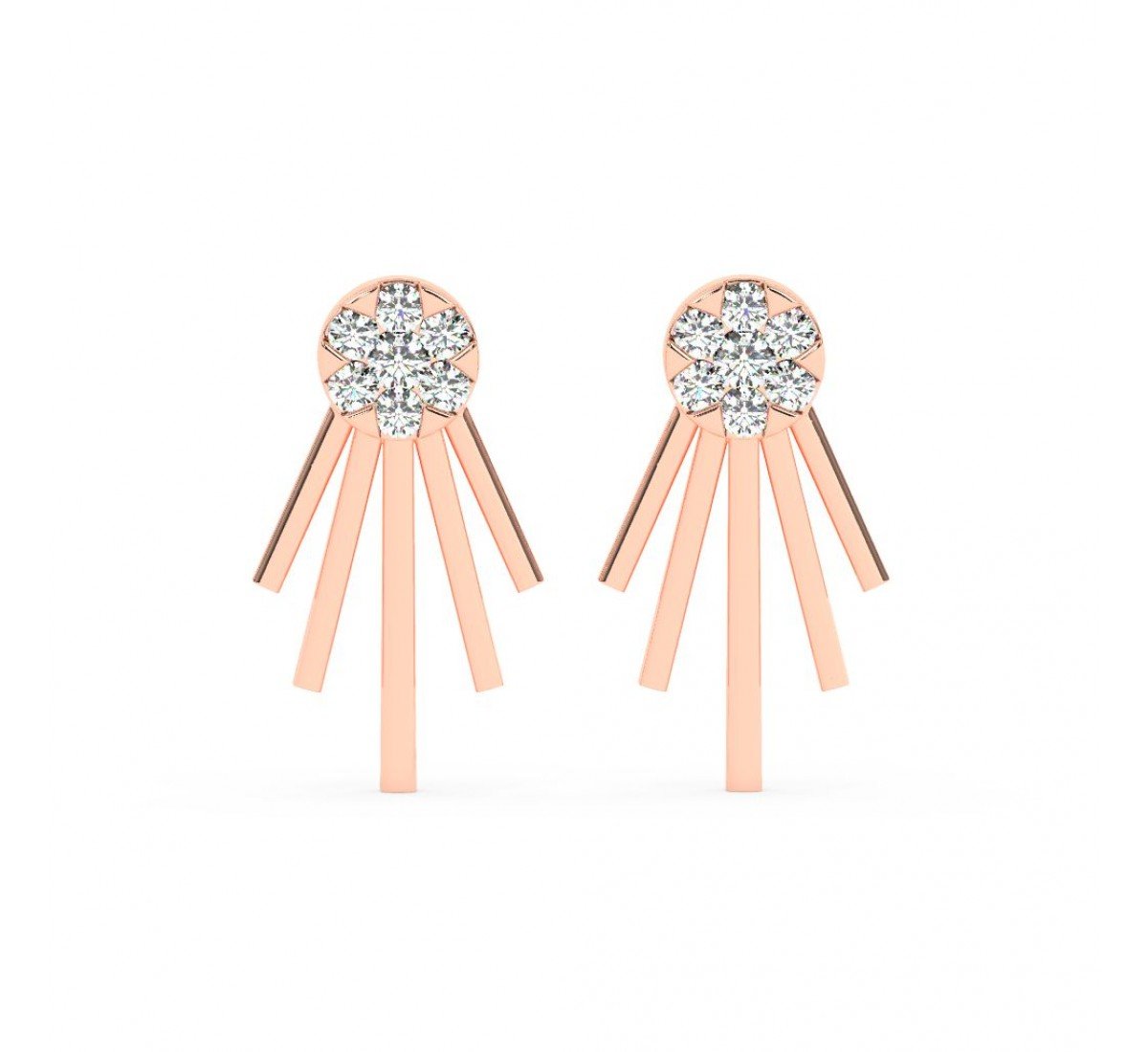 Rose Gold Floreal Zircon Studded Earrings