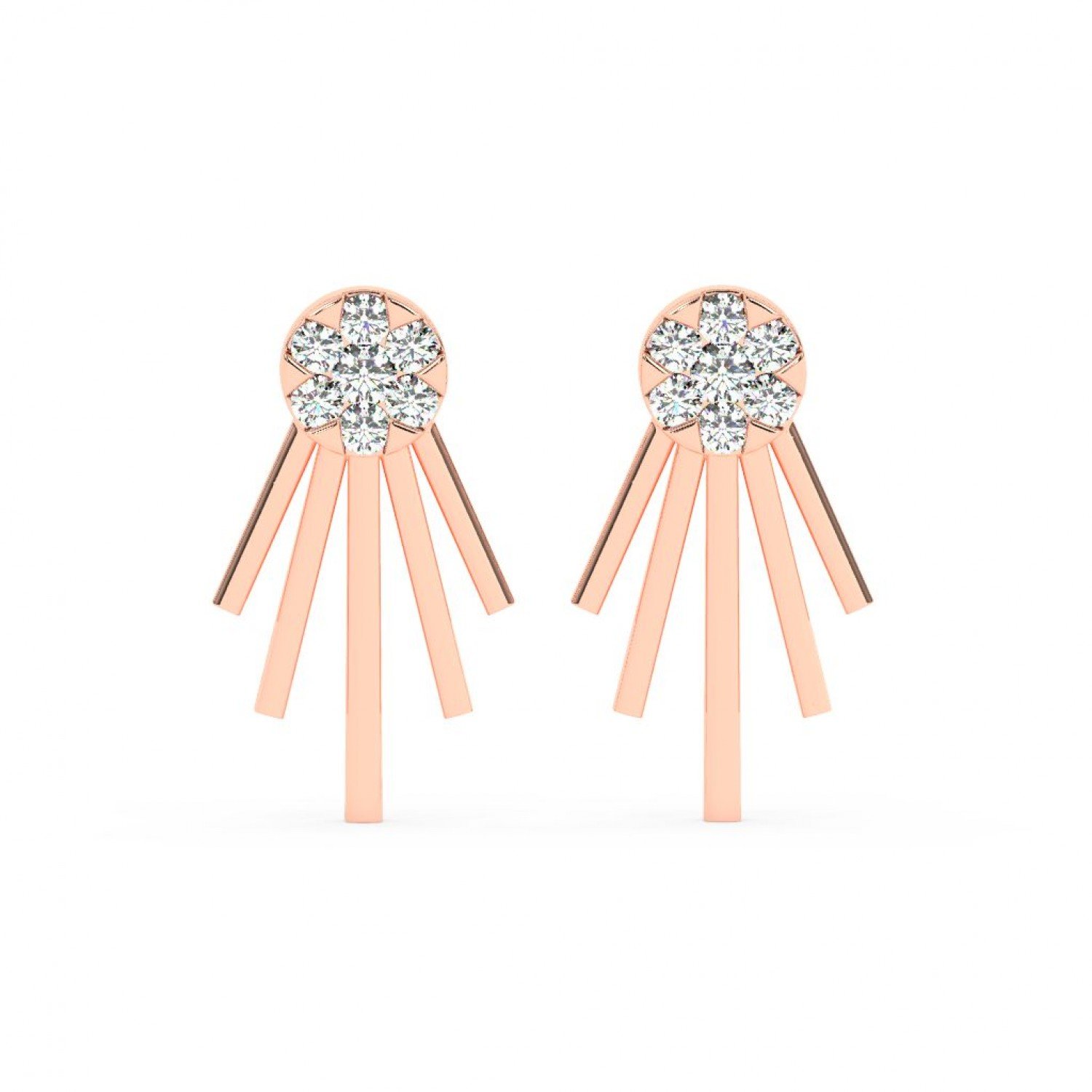 Rose Gold Floreal Zircon Studded Earrings