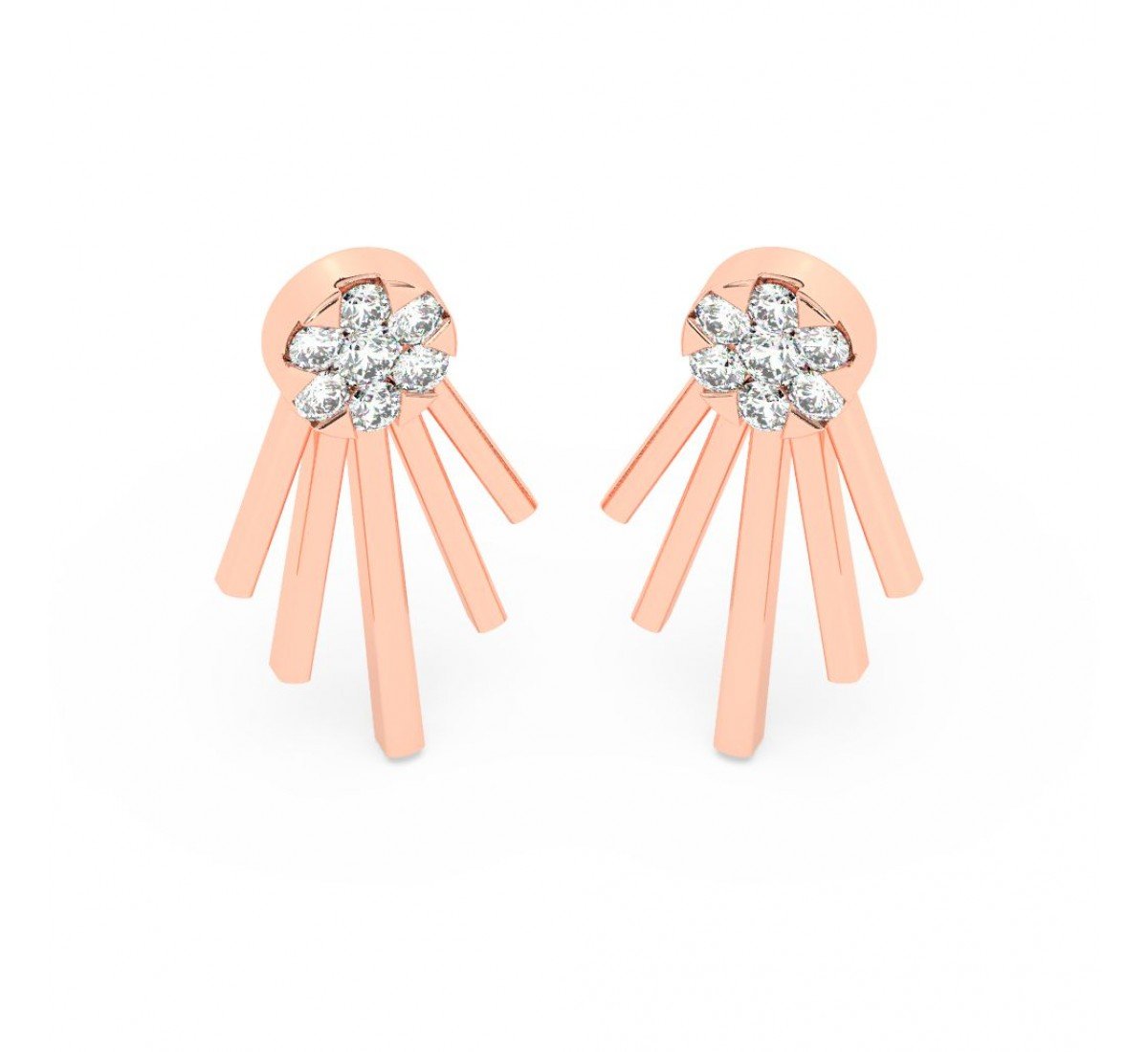 Rose Gold Floreal Zircon Studded Earrings