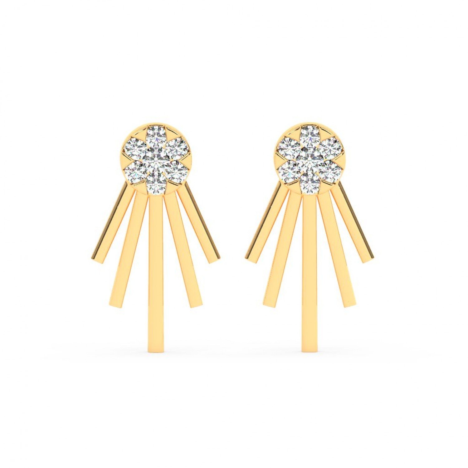 Gold Floreal Zircon Studded Earrings
