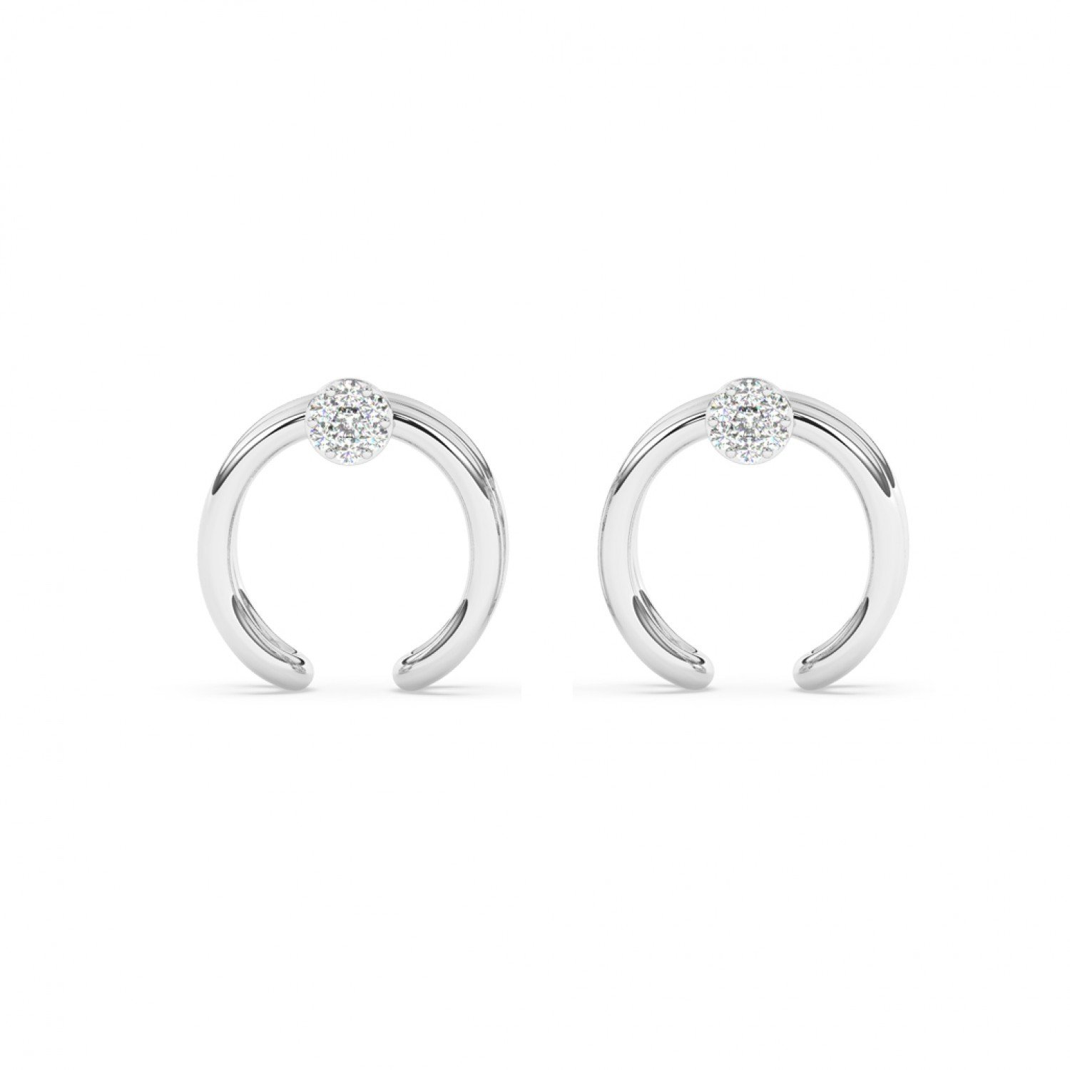 Silver Zircon Studded Circle Earrings Silver Zircon Studded Circle Earrings