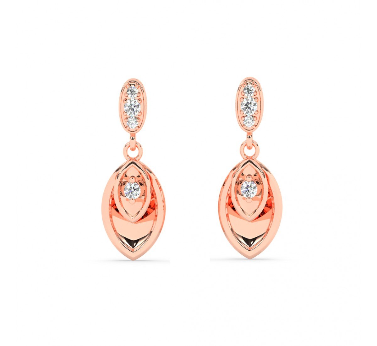 Rose Gold Zircon Studded Drop Earrings