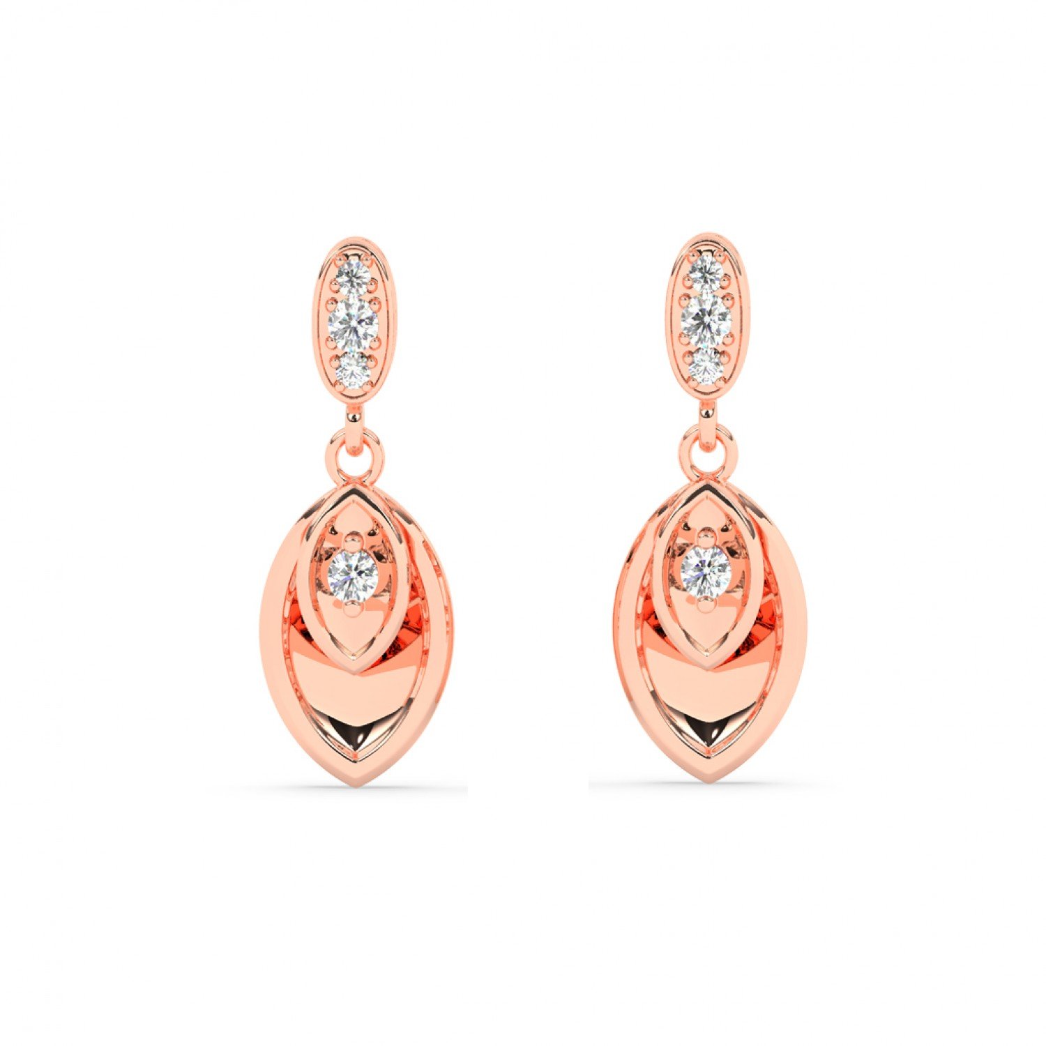 Rose Gold Zircon Studded Drop Earrings Rose Gold Zircon Studded Drop Earrings