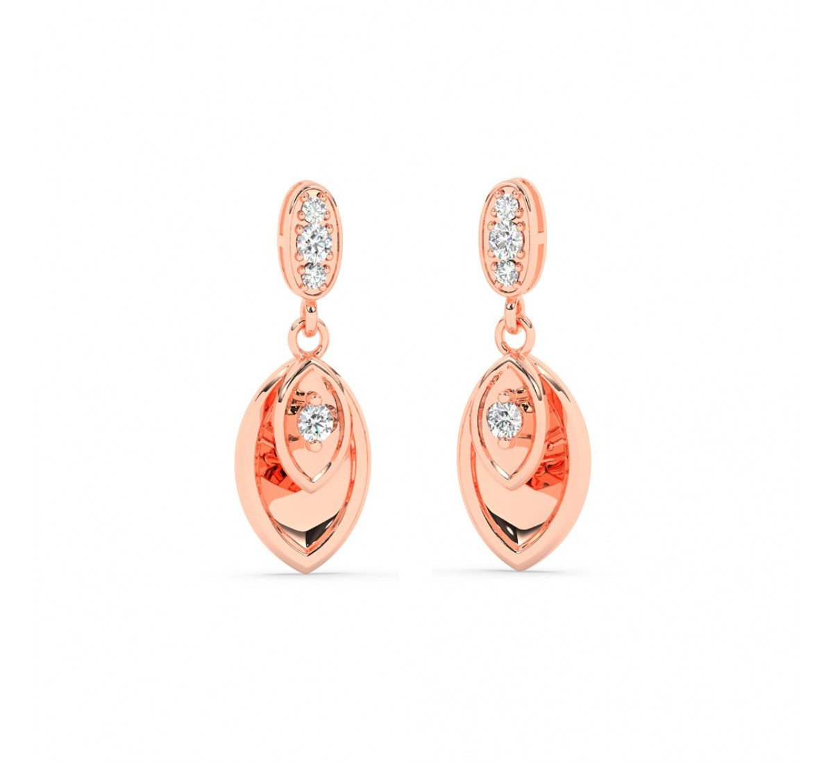 Rose Gold Zircon Studded Drop Earrings