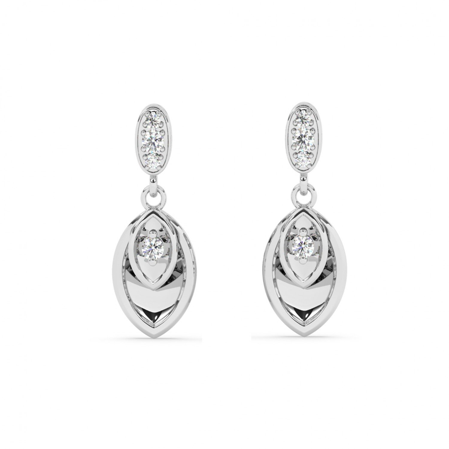 Silver Zircon Studded Drop Earrings Silver Zircon Studded Drop Earrings